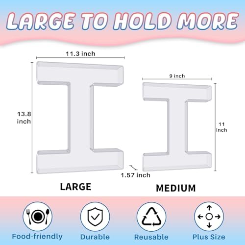 13.8" Extra Large Acrylic Letter Charcuterie Board Box, Reusable Fillable Letter Cake Candy Dish Display Serving Tray for Birthday Anniversary Party Decoration (I) - Image 2