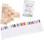 50 Pcs Wooden Baby Shower Blocks, Decorating Game Kit with 24 Acrylic Paint Markers and Sign for Gender Reveal Party (Baby Shower Games Gift Kit) - Image 3