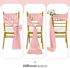 YMHPRIDE 60 PCS Rose Gold Satin Chair Sashes, 7x108 Inch Ties Chair Bows - Image 5