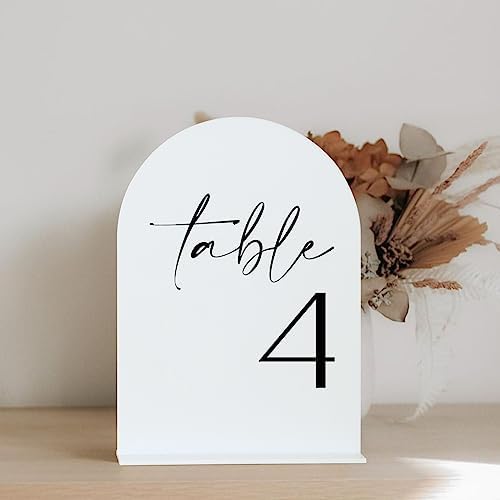HOODO White Arch Wedding Table Numbers 1-15 with Stands, 5"x7" Arched Acrylic Signs and Holders, White Arch Table Numbers for Wedding Reception, Centerpiece, Party, Anniversary, Event - Image 4