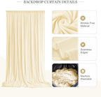 20ft x 10ft Beige Backdrop Curtains for Parties, 4 Panels 5ft x 10ft Wrinkle-Free Polyester Photo Backdrop Drapes for Wedding Birthday Baby Shower Graduation Photography Background - Image 3