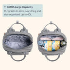 BabbleRoo Extra Large Diaper Bag Backpack, Expandable Baby Bag with Up to 50% More Capacity - Travel Essentials Baby Bag Tote with Changing Pad, Stroller Straps & Pacifier Case - Unisex, Light Gray - Image 3