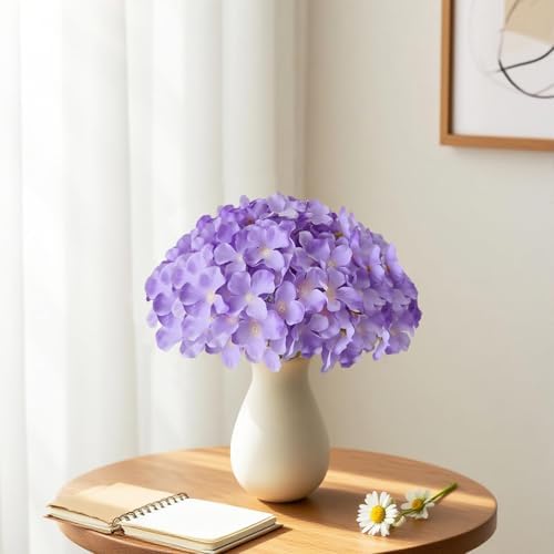 65Pcs Purple Hydrangea Artificial Flowers Bulk，Realistic Silk Fake Flowers with Stems，Faux Hydrangea Flowers for Wedding Home Decor Centerpieces Living Room Garden Party Baby Shower Decoration - Image 5