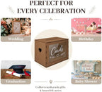 Large Wooden Wedding Card Box for Grad Party Reception Table with 50 Cards - Image 6