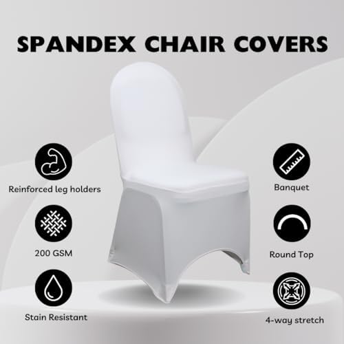 YOUR CHAIR COVERS - 6 Pack Stretch Spandex Banquet Chair Covers - White, Wedding Slip, Premium Quality - Image 2