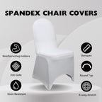 YOUR CHAIR COVERS - 50 Pack Stretch Spandex Banquet Chair Cover - White, Wedding Slip, Premium Quality - Image 2