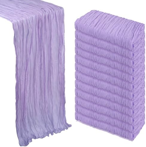 12 Pack 35 x 120 Inch Lilac Purple Table Runner Cheesecloth 10Ft by Heneger