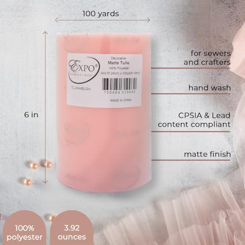 Expo International Decorative Matte Tulle, Roll/Spool of 6” X 100 Yards, Lightweight Polyester Tulle Fabric for Tutus, Costumes, and Party Decorations, Washable, Easy-to-Use, Pack of 12, Teal - Image 2