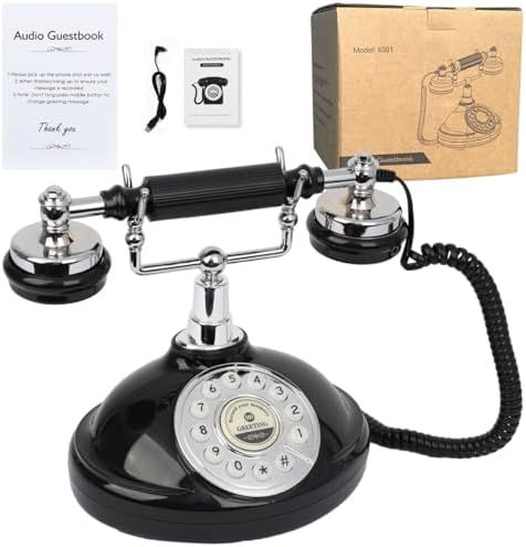 Audio Guest Book Wedding Phone, Record Customized Audio Message with Guest Book Retro Phone Audio GuestBook for Wedding Birthday Party Confession (Battery is Included) by ROOMEDAL