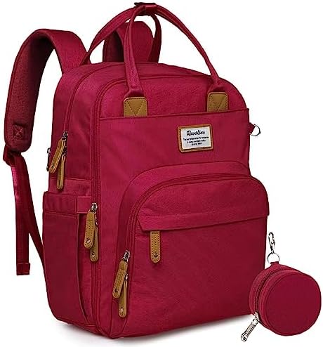 RUVALINO Diaper Bag Backpack, Multifunction Travel Pack Maternity Baby Changing Bags, Large Capacity, Waterproof, Purplish Red by RUVALINO