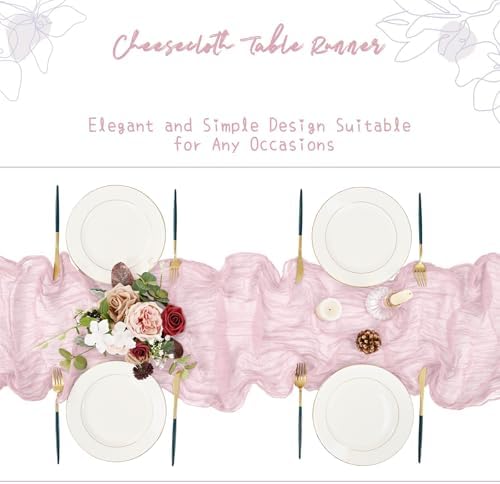 Showgeous 16 Pack Pink Cheesecloth Table Runner 17 x 108 Inch - Image 5