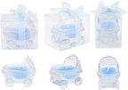 Lunaura 12 pcs Scented Baby Powder Blue Glass Baby Carriage Container Candles, Palm Wax Candle, Baby Shower Gifts, Decorative Accent, Home Décor, Memory Keepsake, Party Favors, Centerpieces - Image 2