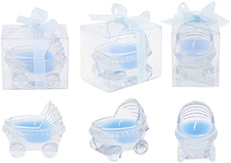 Lunaura 12 pcs Scented Baby Powder Blue Glass Baby Carriage Container Candles, Palm Wax Candle, Baby Shower Gifts, Decorative Accent, Home Décor, Memory Keepsake, Party Favors, Centerpieces - Image 2