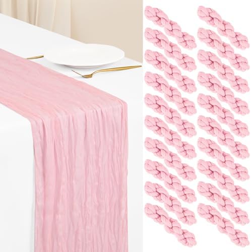 Showgeous 20 Pack Light Pink Cheesecloth Table Runner, 17 x 108 Inches by Showgeous