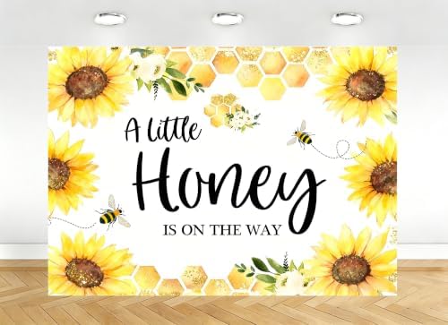8X6ft Fabric Sunflower Bee Honeycomb Backdrop for Wedding Baby Shower Wall Decor, Party Decorations Tapestry, Photography Background, Photo Studio Props by kolyulahair