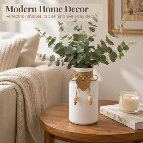 TBWIND Mason Jar Vases for Centerpieces, 12PCS White Glass Flower Vase - Image 5