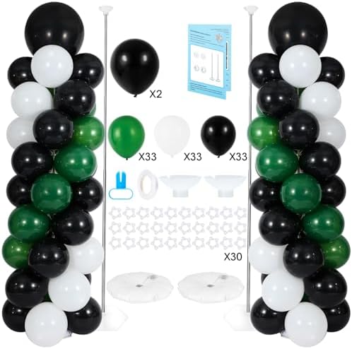 Balloon Column Stand with 101 Balloons, Balloon Column Kit Set of 2, Metal Balloon Tower Stand with Base for Floor, Height Adjustable from 1.57 to 7 Ft, For Party Decorations by Lanboon