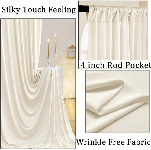 20ft x 10ft Wrinkle Free Ivory Backdrop Curtains for Parties, 4 Panels 5x10ft Photo Backdrop Drapes for Wedding Party Birthday Photography Baby Shower Background Backdrop Home Decor - Image 2