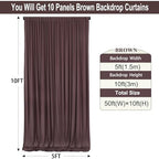 50ft×10ft Brown Wrinkle Free Backdrop Curtains for Parties, 10 Panels 5×10ft Soft Silky Polyetsr Umber Photo Backdrop Drapes for Teddy Bear Bee Birthday Themed Party Baby Shower Wedding Photography - Image 3