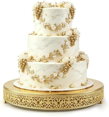 Cake Stand, Metal Round Cupcake Dessert Stand Cake Display Holder Cookies Fruit Serving Tray Decor for Wedding Party Birthday Baby Showers Anniversary (18 in, Dark Gold) by FEICTPOX