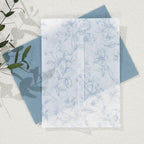 UNIQOOO 100 Pack Pre-Folded Dusty Blue Grace Bloom Vellum Jackets for 5x7 Invitations, 115GSM Transparent Vellum Jacket for Vintage Themed Wedding & Events - Image 2