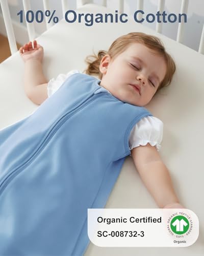Yoofoss Baby Sleep Sack 0-6 Month 0.5TOG 100% Organic Cotton 2-Way Zipper - Image 3