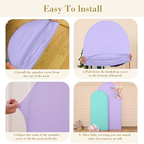 Blue and Purple Photo Arch Backdrop Cover Set of 2-7.2ft and 6ft Arch Covers Stretchy Backdrop Spandex Mermaid Theme Arch Stand Covers for Girls Birthday Party Wedding Banquet Background Decorations - Image 6