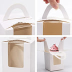 acDesign 100Pcs Cupcake Boxes With Window 3.6in*3.6in*4.3in Cupcake Carrier Individual With Handle and Inserts for Wedding Bakery Wrapping Party Favor Packing(White) - Image 3