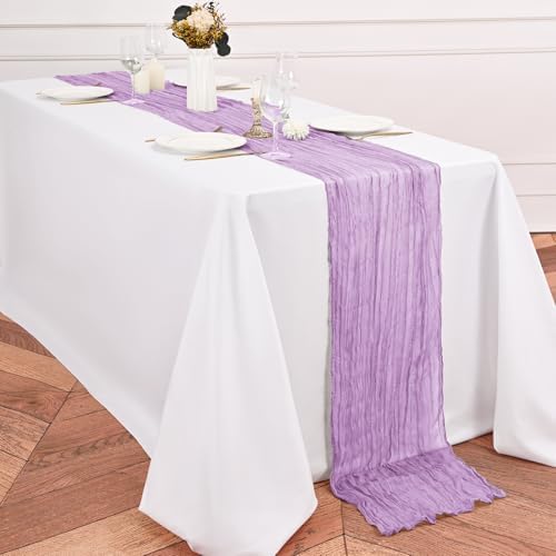 24 Pack Lavender Table Runner 10Ft Cheesecloth Table Runner Rustic Gauze Table Runners Romantic Long Sheer Fabric Cheese Cloth Table Runners for Wedding Party Bridal Baby Shower - Image 3
