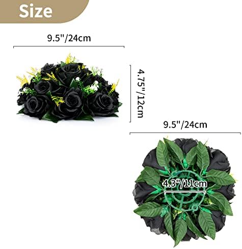 NUPTIO Black Artificial Flowers, Fake Rose Bouquet Arrangement, 6 Pcs - Image 4