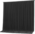 Black Backdrop Curtain 10x10ft - Wrinkle Free Polyester Photo Curtain Backdrop Wedding Back Drop Fabric Drapes for Party Decorations Background for Photography by WishCare