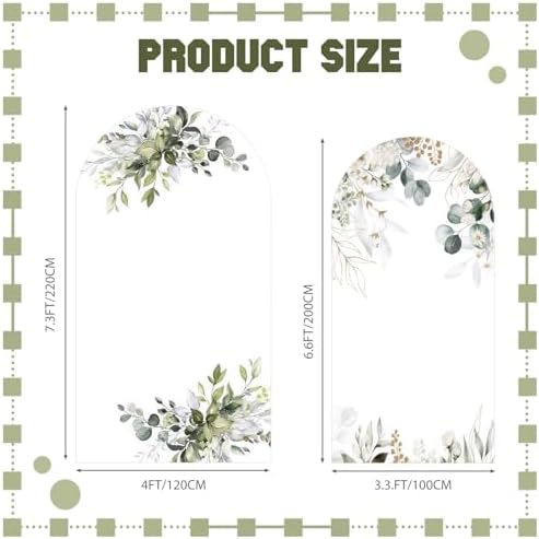 Mindsoft 2 Set Sage Green Floral Arch Backdrop Cover Stretchy 7.2ft 6.6ft - Image 2