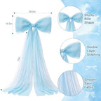 39x70 Inch Extra Large Blue Bow Decorations, Giant Tulle Bow for Boy Baby Shower, Big Decor for Wedding Ceremony Arch, Kids Birthday Party Backdrop Room Wall Hanging (Blue) - Image 2