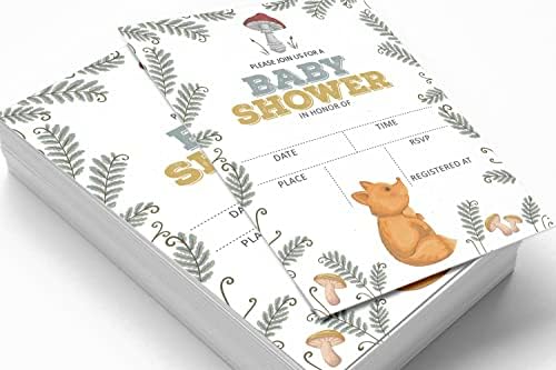 Pack of 30, Boy/Girl Baby Shower Party Collection, Baby Shower Invitation Cards, Fill in the Blank Invites WIth Envelopes, Fox Theme Party Supplies - Image 3