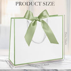 Silkfly 24 Pcs Paper Gift Bags with Handles & Bow Ribbon, White, Sage Green - Image 2