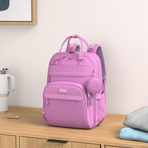 BabbleRoo Diaper Bag Backpack - Baby Essentials Travel Tote - Multi Function Water Resistant Diaper Bag, Travel Essentials Baby Bag with Changing Pad, Stroller Straps & Pacifier Case - Unisex, Purple - Image 2