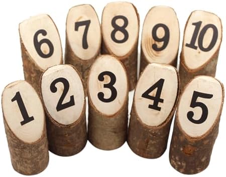 10 Piece Mini Wooden Stumps Number Printed Table Display Set by Unknown