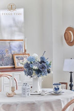 TINGE TIME Artificial Flowers Combo, Dahlia Rose Dusty Blue Wedding Flowers - Image 3