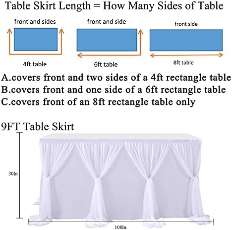 Table Skirt Wedding Baby Shower Birthday Bridal Shower Party White Tutu Table Skirt 9ft - Image 3