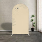 Dark Beige Bee Arch Backdrop Cover 6FT Hexagon Beehive Arch Spandex Cover for Baby Shower Birthday Party Wedding Decoration (No Stand) by Iydamc