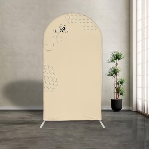 Dark Beige Bee Arch Backdrop Cover 8FT Hexagon Beehive Arch Spandex Cover for Baby Shower Birthday Party Wedding Decoration (No Stand) by Iydamc