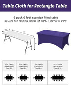 Fixwal 6 Pack 6FT Purple Tablecloth Rectangle Spandex Fitted Table Cover - Image 3