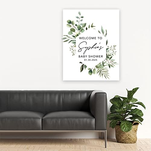 Andaz Press Custom Large Baby Shower Welcome Sign, 16" x 20", Geometric Greenery Personalized Canvas Welcome Sign, Gender-Neutral Signage Canvas Sign for Baby Sprinkle, Fall Baby Shower Decorations - Image 4