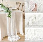 10 Pack White Cheesecloth Table Runner 35x120Inch, 10FT Long Summer Boho Sheer Gauze Table Runner Rustic for Wedding Bridal Baby Shower Birthday Party Table Decor - Image 3