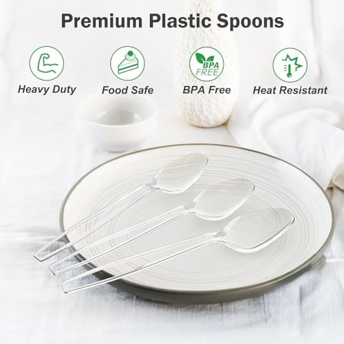 Dealusy 360 Count Clear Plastic Spoons Disposable - Image 3