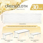 30 Pack Cheesecloth Table Runner 10FT Ivory White Table Runner Boho Gauze Cheese Cloth Table Runners Long Rustic Sheer Table Decorations for Wedding Party Baby Bridal Shower Birthday Holiday Spring - Image 2