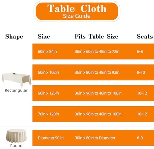 WIGENIUS 6 Pack Round Table Cloth 90 Inch Ivory Cloth Fit 5FT Round Table - Image 3