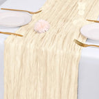 14 Pack Ivory Cheesecloth Table Runner 17x108 Inch Semi Sheer Boho Gauze Cheese Cloth Fabric Table Runners, for Wedding Party Baby Shower Birthday Home Decor Garden Farmhouse - Image 7