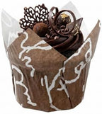 Restaurantware-Premium 1.2-oz Baking Cups: Regular-Tulip Paper Baking Cups Perfect for Muffins, Cupcakes or Mini Snacks - Brown Chocolate Wisp Print Design - Disposable - 200-CT - Image 6