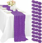 Purple 12 Pcs Cheesecloth Table Runner 10FT Runner for Tables Gauze Fabric 35 x 120 Inches Long Boho Table Runner Decoration Rustic Sheer Runner for Wedding Birthday Baby Shower Party (Purple) by Sunnyline